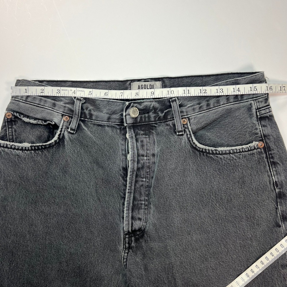 AGOLDE 90's Pinch Waist Jeans Womens 30 Black High Rise Straight Leg Edgy Cotton - Picture 5 of 11